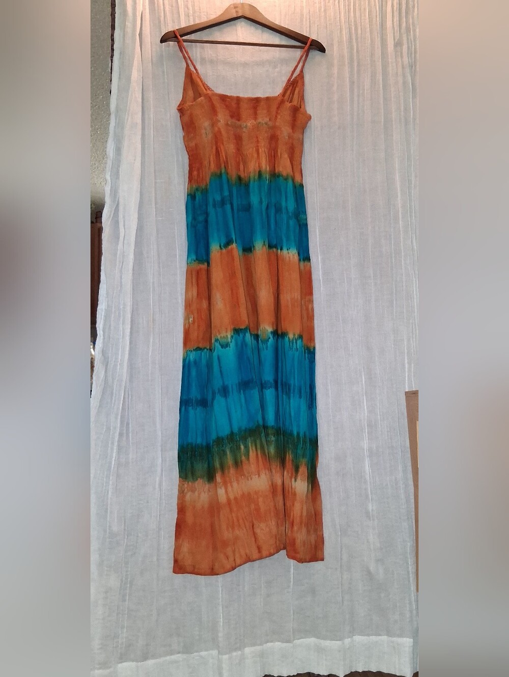 Tie-Dye Maxi Dress in Orange and Teal - Picture 4 of 4